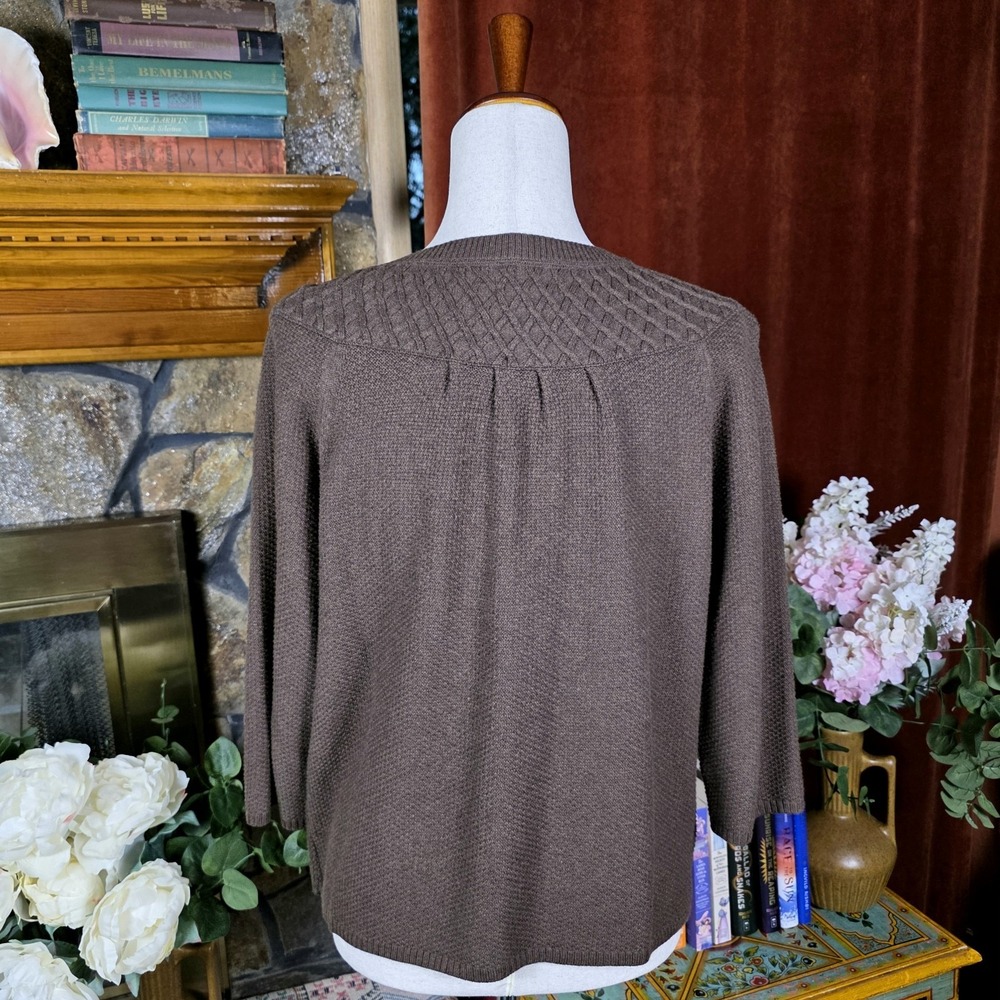 Croft & Barrow Cabincore Cable Knit Neutral Sweater Lagenlook‎ 100% Cotton Large - Picture 4 of 14